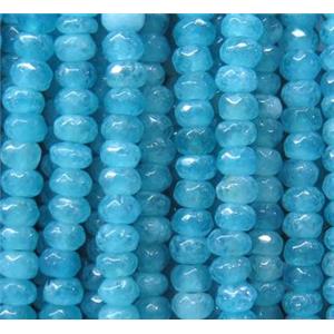 jade beads, faceted rondelle, aqua, approx 2x4mm