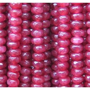 jade beads, faceted rondelle, red, approx 2x4mm
