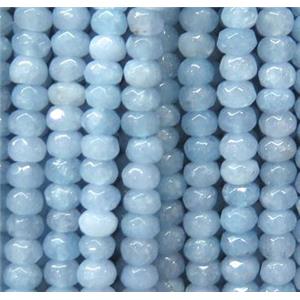 jade beads, faceted rondelle, lt.blue, approx 2x4mm