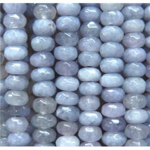 jade beads, faceted rondelle, mid-gray, approx 2x4mm