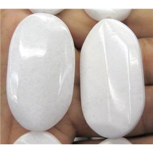 white jade beads, oval, dye, approx 24x45mm, 9pcs per st