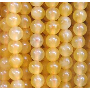 tiny agate beads, round, yellow dye, approx 3mm dia