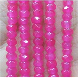 tiny jade bead, faceted rondelle, dye hotpink, approx 2x4mm