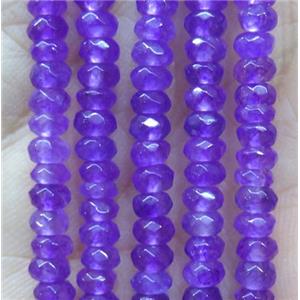 tiny jade bead, faceted rondelle, dye purple, approx 2x4mm