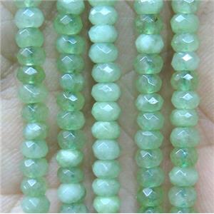 tiny jade bead, faceted rondelle, dye green, approx 2x4mm