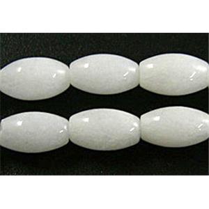 Jade beads, rice shape, ivory white, 6x10mm, 39pcs per st