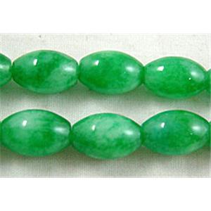 Jade beads, oval, green, 8x12mm, 33pcs per st