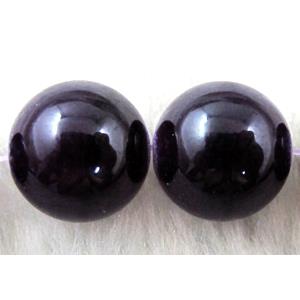 Round Jade bead, black, dye, stabile, half transparent, 8mm dia, 50pcs per st
