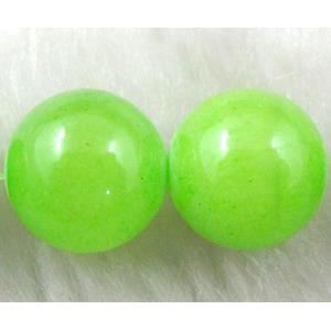 Round Jade bead, dye, stabile, half transparent, 12mm dia, 33pcs per st