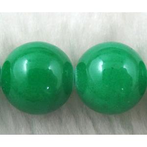 Round Jade bead, dye, stabile, half transparent, 10mm dia, 40pcs per st