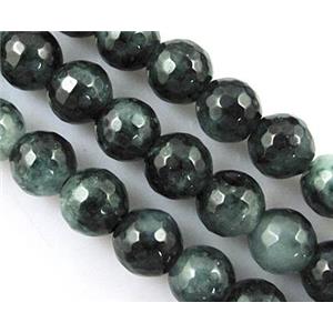 deepgreen Quartzite Jade beads, faceted round, 10mm dia, approx 39pcs per st