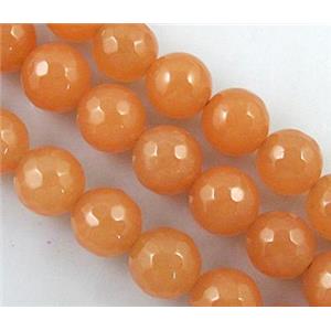 orange Quartzite Jade beads, faceted round, 12mm dia, approx 32pcs per st
