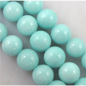 aqua Quartzite Jade beads, round, 12mm dia, approx 32pcs per st