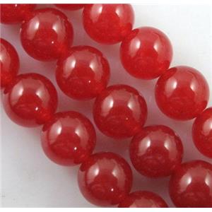 red Quartzite Jade beads, round, 12mm dia, approx 32pcs per st