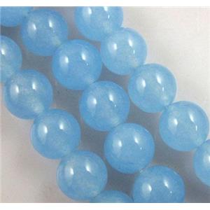 blue Quartzite Jade beads, round, 10mm dia, approx 39pcs per st