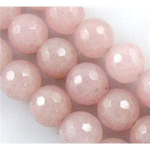 pink Quartzite Jade beads, faceted round, 12mm dia, approx 32pcs per st