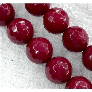 Red Jade Beads, stabile, faceted round, approx 12mm dia