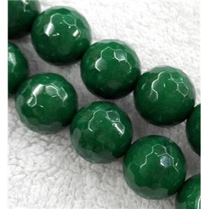 jade bead, stabile, faceted round, rich green, approx 12mm dia