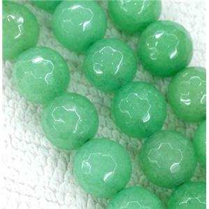 green Jade Beads, stabile, faceted round, approx 8mm dia