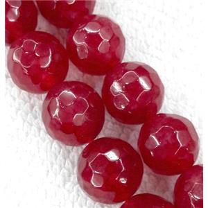 red ruby Jade beads, stabile, faceted round, approx 4mm dia