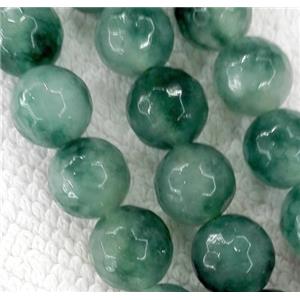 green Jade Beads, stabile, faceted round, approx 6mm dia