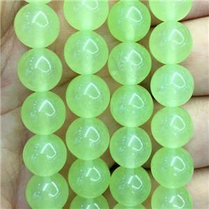 olive Malaysia Jade beads, round, approx 14mm dia
