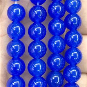 royal blue Malaysia Jade beads, round, approx 4mm dia