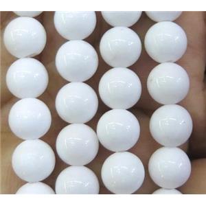 Natural Honey Jade Beads Smooth Round White Dye, 8mm dia, 48pcs per st