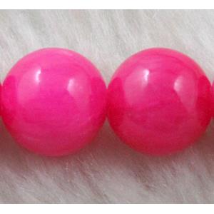Natural Honey Jade Beads Smooth Round Red Dye, 8mm dia, 48pcs per st