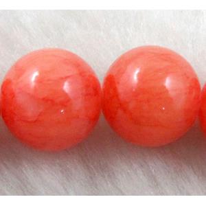 round Mashan Jade Beads, dye red, 8mm dia, 48pcs per st