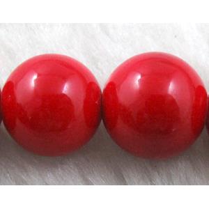 round red Jade gemstone beads, dye, stabile, 10mm dia, 38pcs per st