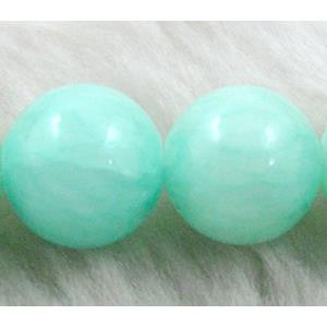 Round Jade bead, lt.green dye, stabile, 10mm dia, 38pcs per st