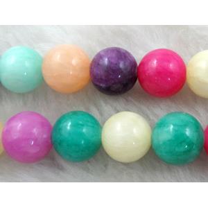 round Mashan Jade Beads, mix color, 14mm dia, 27pcs per st
