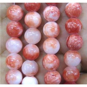 Persia jade bead, round, stabile, red, 12mm dia, approx 32pcs per st