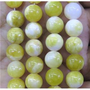 Persia jade bead, round, stabile, yellow, 12mm dia, approx 32pcs per st