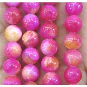 Persia jade bead, round, stabile, colorful, 14mm dia, approx 28pcs per st