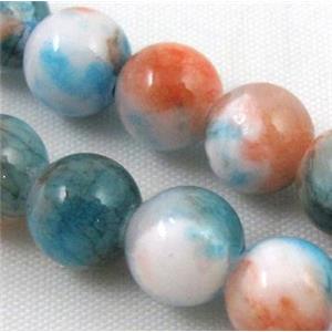 Persia jade bead, round, stabile, colorful, 14mm dia, approx 28pcs per st