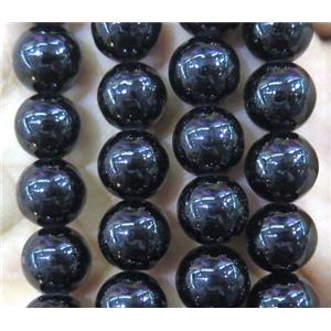 black jade bead, round, stabile, approx 8mm dia, 48pcs per st