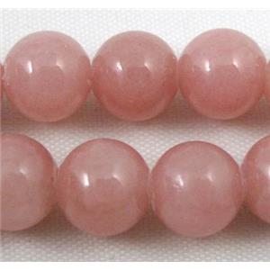 lt.red jade beads, round, stabile, approx 12mm dia, 31pcs per st