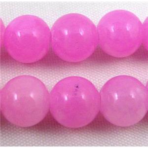 hotpink jade beads, round, stabile, approx 18mm dia, 21pcs per st