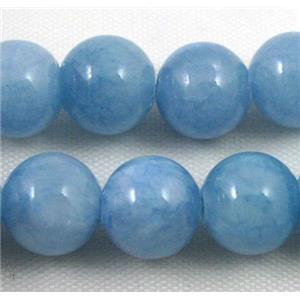 blue jade beads, round, stabile, approx 18mm dia, 21pcs per st