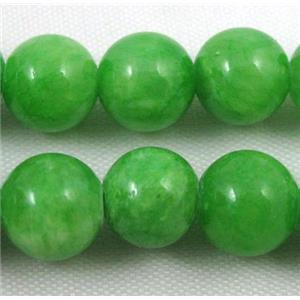 chunky green jade bead, round, stabile, approx 16mm dia, 24pcs per st
