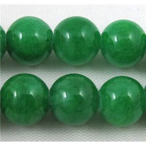 deep-green jade bead, round, stabile, approx 4mm dia, 98pcs per st