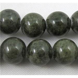 dark-green jade bead, round, stabile, approx 10mm dia, 38pcs per st