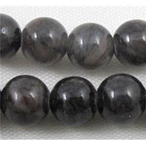jade beads, grey, round, stabile, approx 14mm dia, 27pcs per st