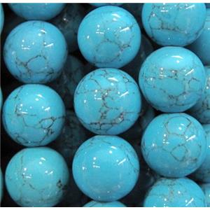 round blue turquoise beads, synthetic, approx 8mm dia, 15.5 inches