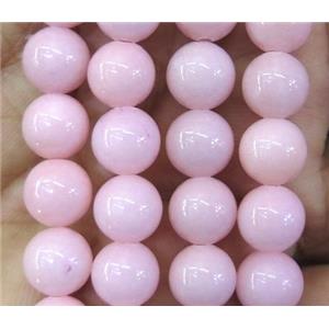 pink jade beads, round, stabile, 14mm dia, 28pcs per st