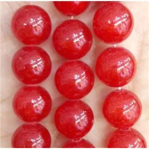 red jade bead, round, stabile, 10mm dia, 40pcs per st