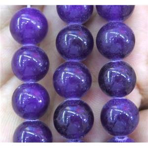 dark-purple jade bead, round, stabile, approx 6mm dia