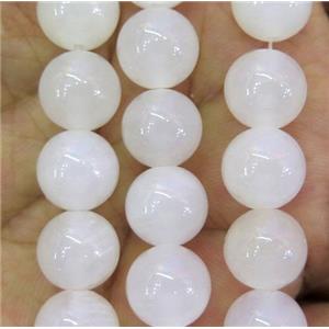 white jade bead, round, stabile, approx 4mm dia